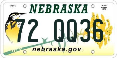 NE license plate 72QQ36