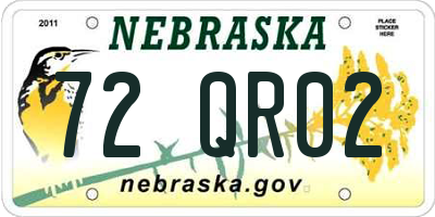 NE license plate 72QR02