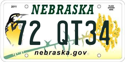 NE license plate 72QT34