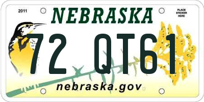 NE license plate 72QT61