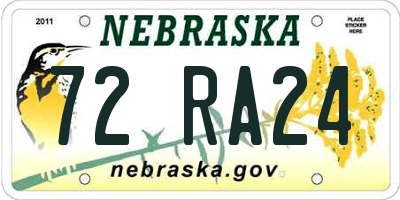 NE license plate 72RA24