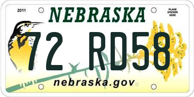 NE license plate 72RD58