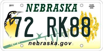 NE license plate 72RK88