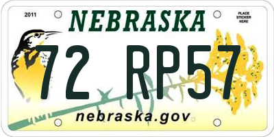 NE license plate 72RP57