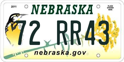 NE license plate 72RR43