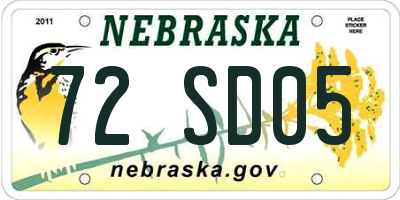 NE license plate 72SD05