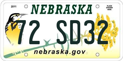 NE license plate 72SD32