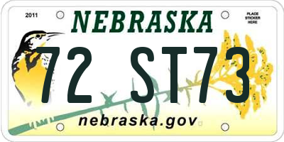 NE license plate 72ST73