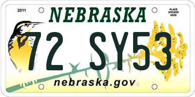 NE license plate 72SY53