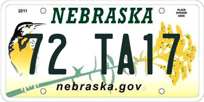 NE license plate 72TA17