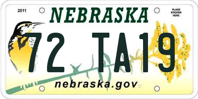 NE license plate 72TA19