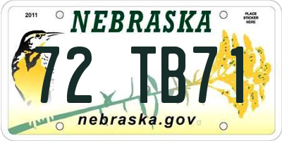 NE license plate 72TB71