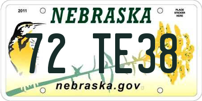 NE license plate 72TE38