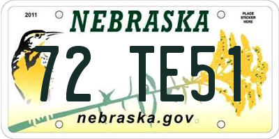 NE license plate 72TE51