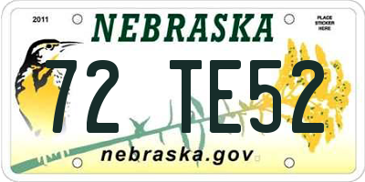 NE license plate 72TE52
