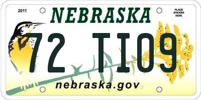 NE license plate 72TI09