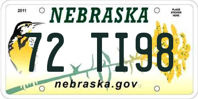 NE license plate 72TI98
