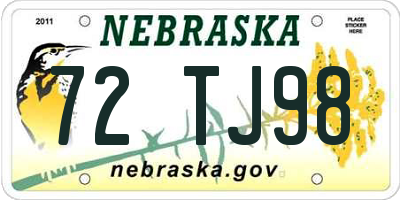 NE license plate 72TJ98