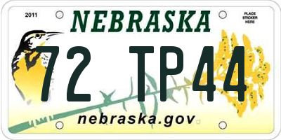 NE license plate 72TP44