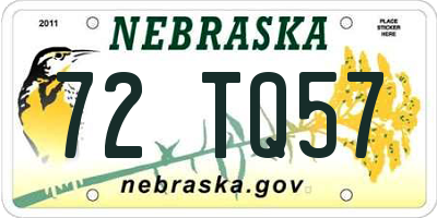 NE license plate 72TQ57