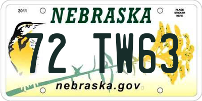 NE license plate 72TW63