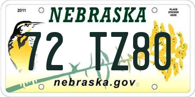 NE license plate 72TZ80