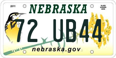 NE license plate 72UB44