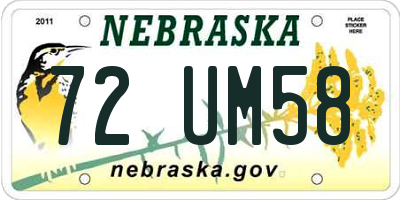 NE license plate 72UM58