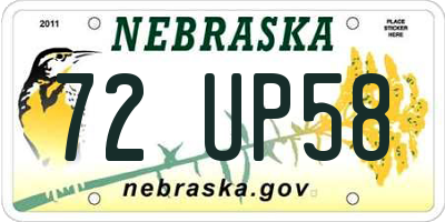 NE license plate 72UP58