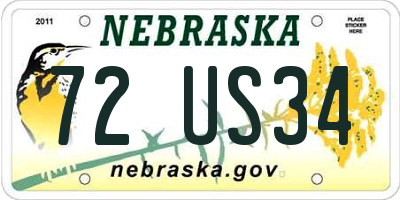 NE license plate 72US34