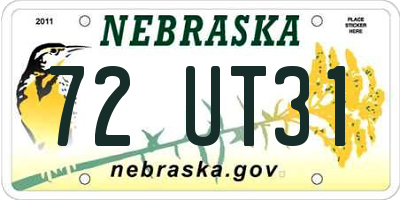 NE license plate 72UT31