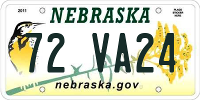 NE license plate 72VA24