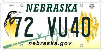 NE license plate 72VU40