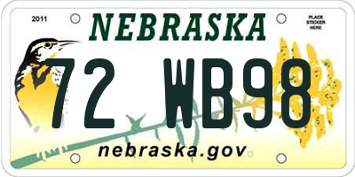 NE license plate 72WB98