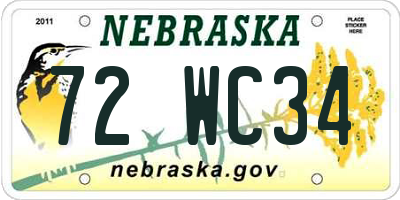 NE license plate 72WC34