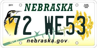 NE license plate 72WE53