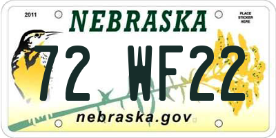 NE license plate 72WF22