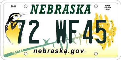 NE license plate 72WF45
