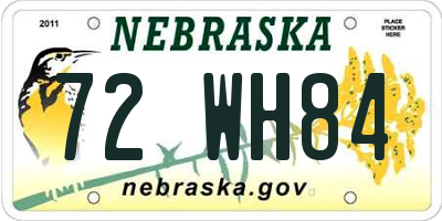 NE license plate 72WH84