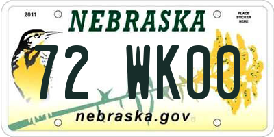 NE license plate 72WK00