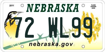 NE license plate 72WL99