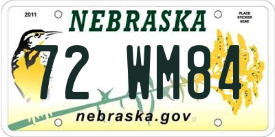 NE license plate 72WM84