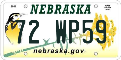 NE license plate 72WP59