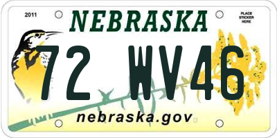 NE license plate 72WV46