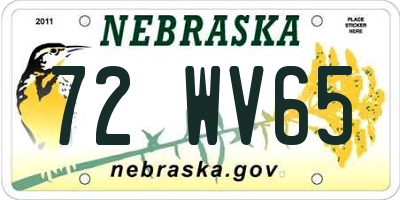 NE license plate 72WV65