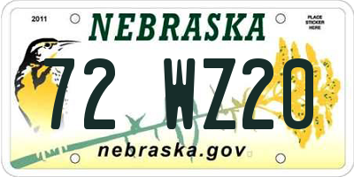 NE license plate 72WZ20