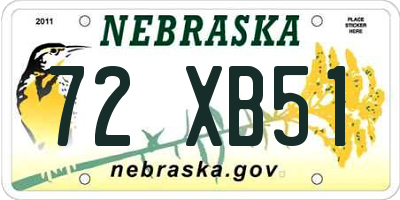 NE license plate 72XB51