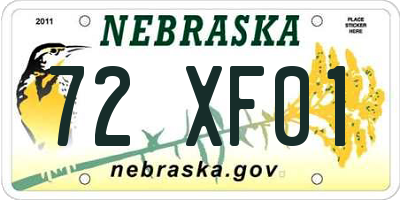 NE license plate 72XF01