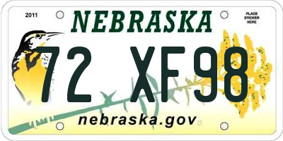 NE license plate 72XF98