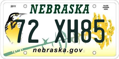 NE license plate 72XH85